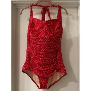 Miracle Suit Red White Polka Dots 50’s Pin Up Girl Style Size 12